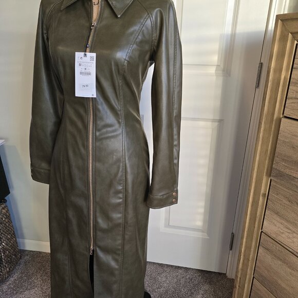 Zara Faux Leather Zip Up Midi Dress NWT (Size M) - Picture 3 of 4